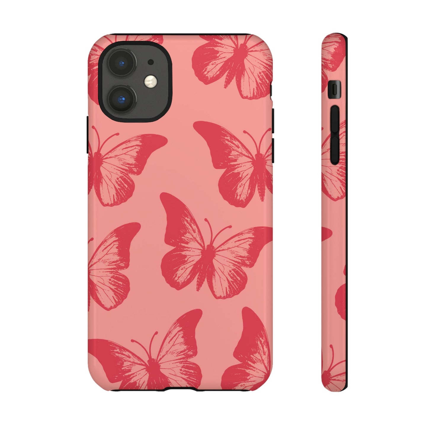 Funda para iPhone con diseño de mariposa social y mariposa color melocotón