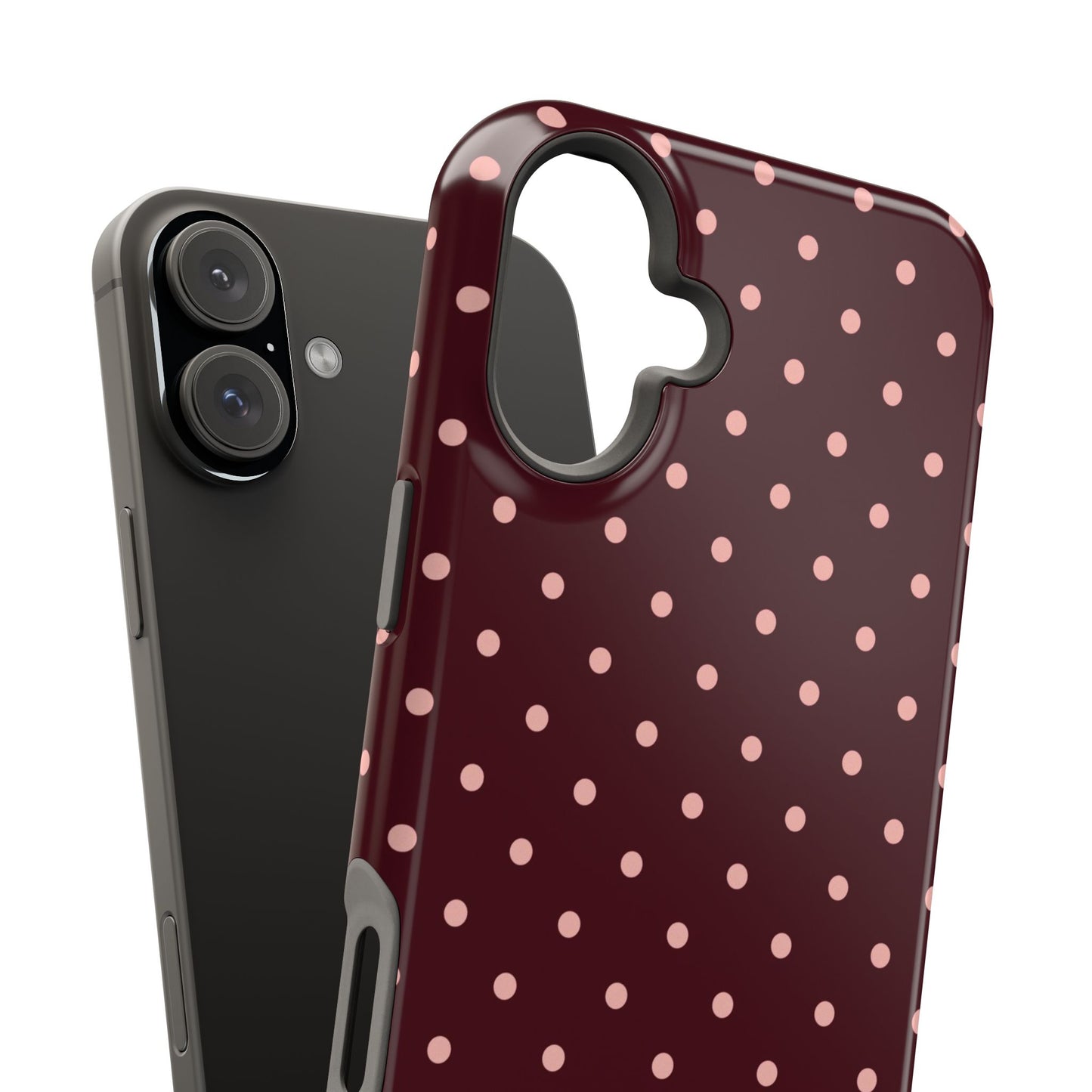 Pretty Please | Burgundy Polka Dot iPhone Case