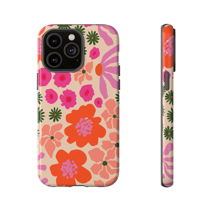 Funda para iPhone con diseño floral y flores en plena floración