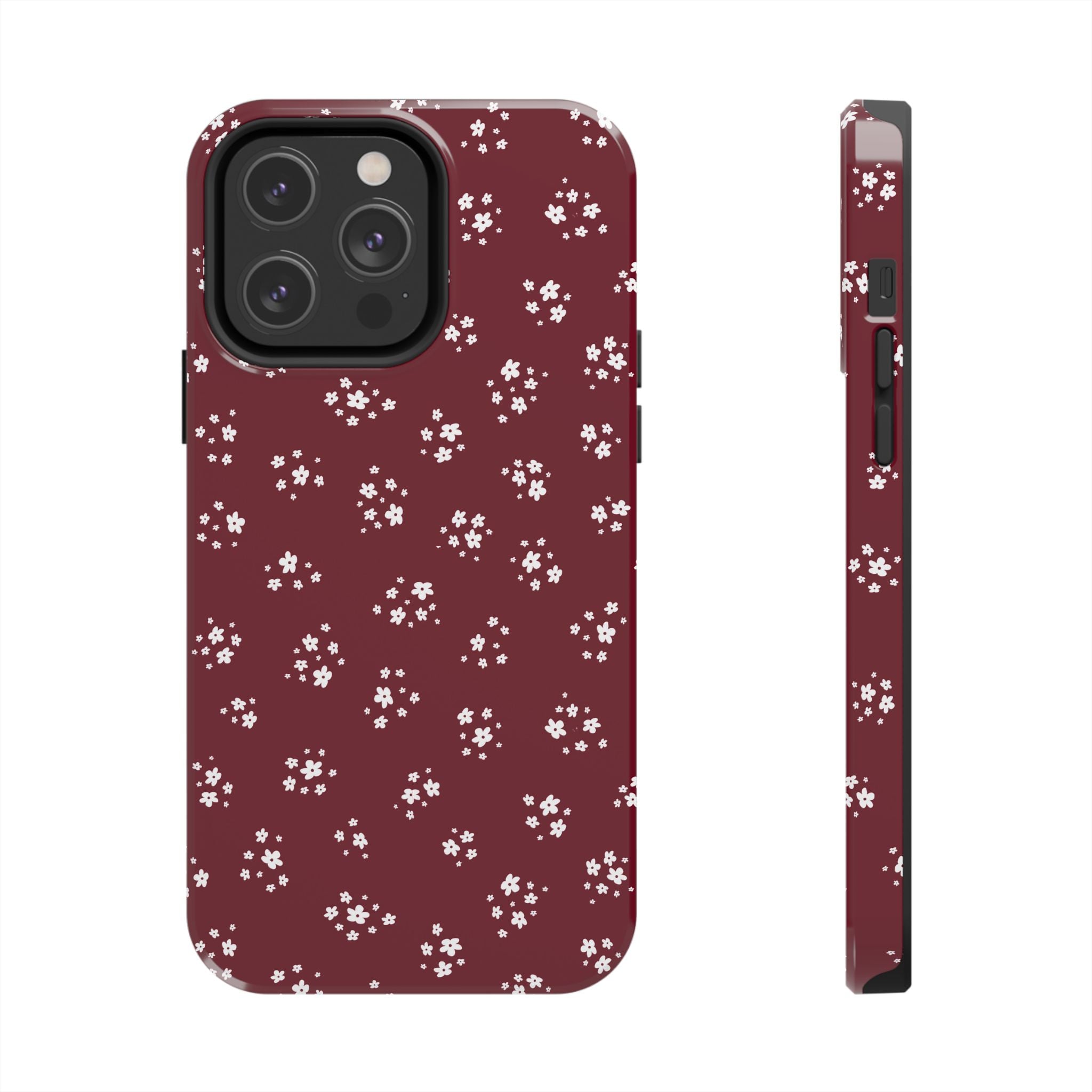 Maroon Blooms Floral iPhone Case