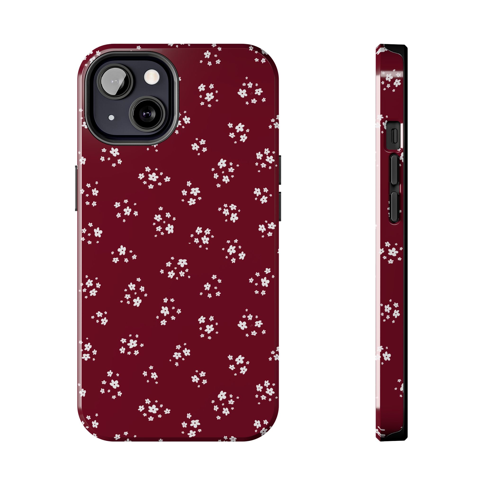 Maroon Blooms Floral iPhone Case