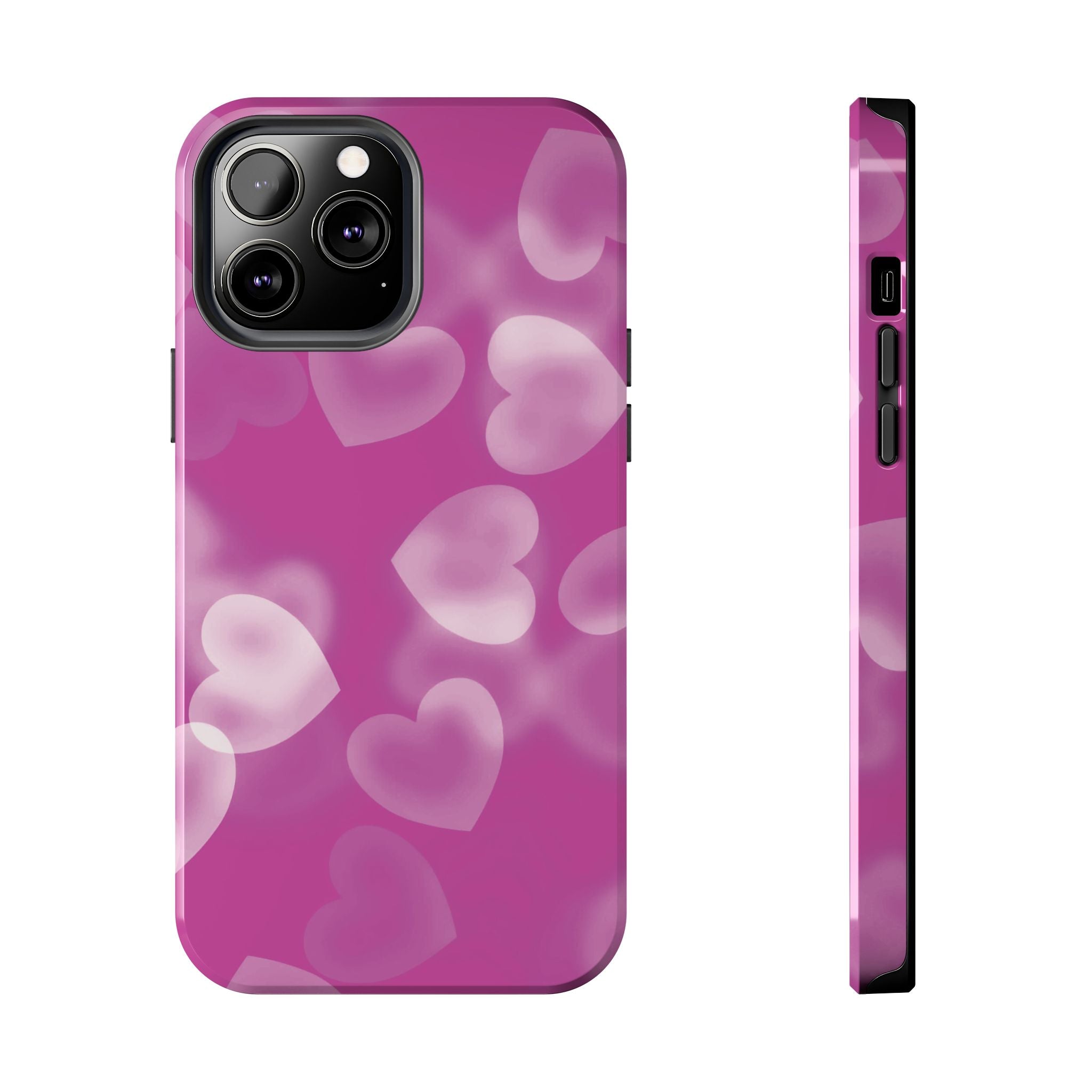 Coque iPhone rose avec coeurs en aérographe