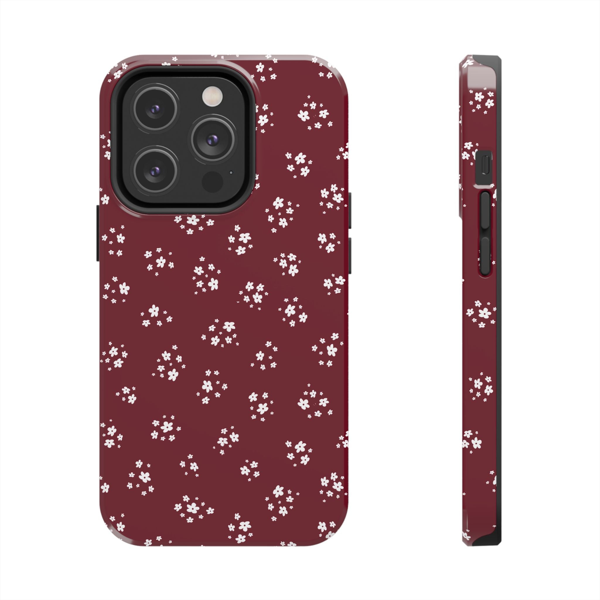 Maroon Blooms Floral iPhone Case
