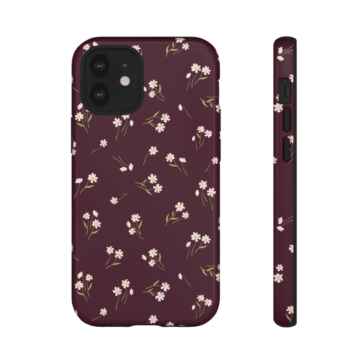 Dainty Daisy | Burgundy Floral iPhone Case