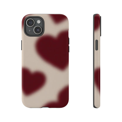 Funda para iPhone con corazones con enfoque suave y deseos del corazón