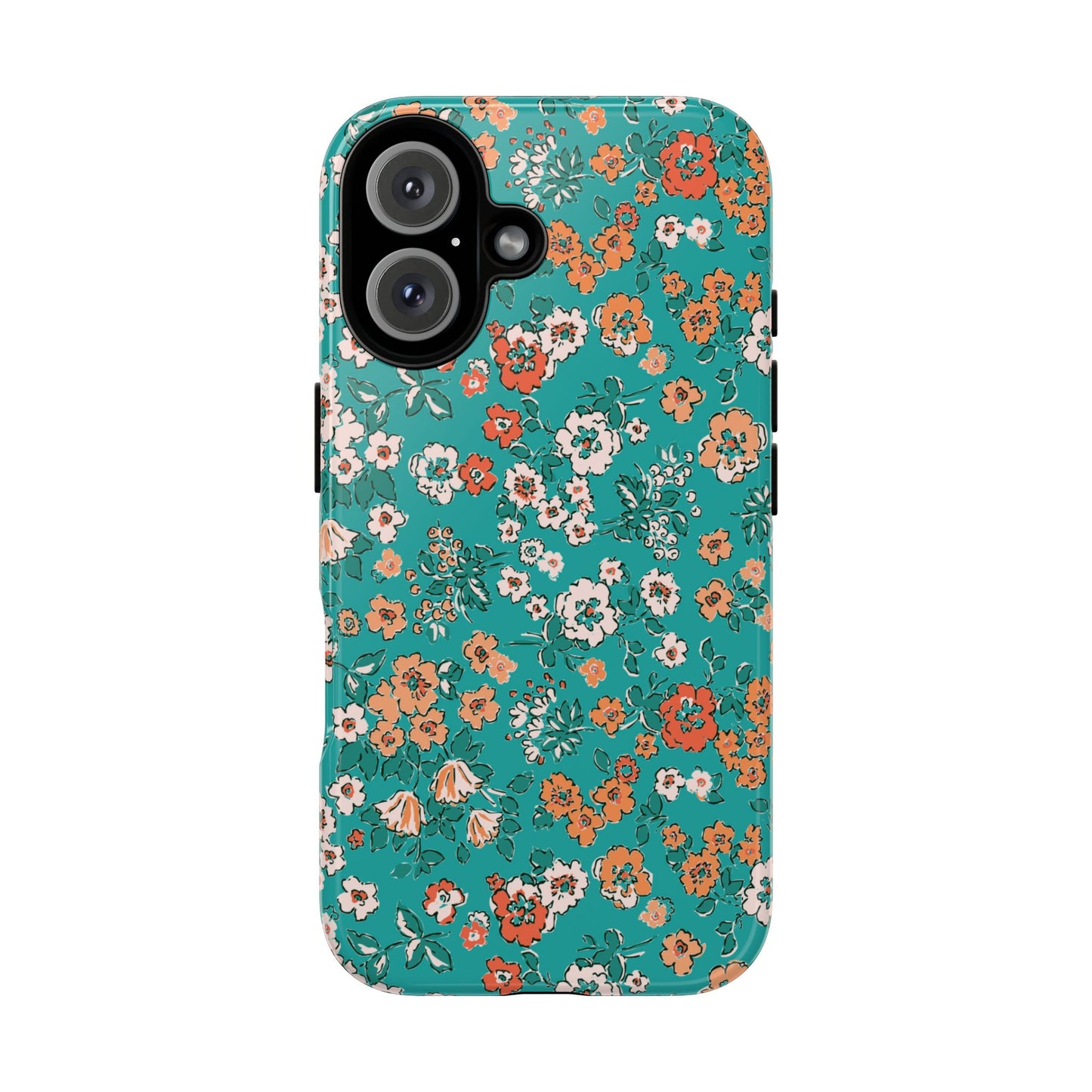 Funda para iPhone con diseño de jardín verde azulado y flores