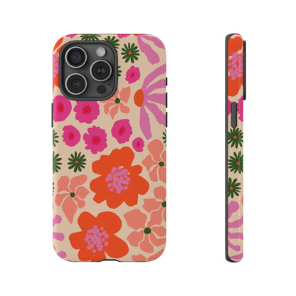 Funda para iPhone con diseño floral y flores en plena floración