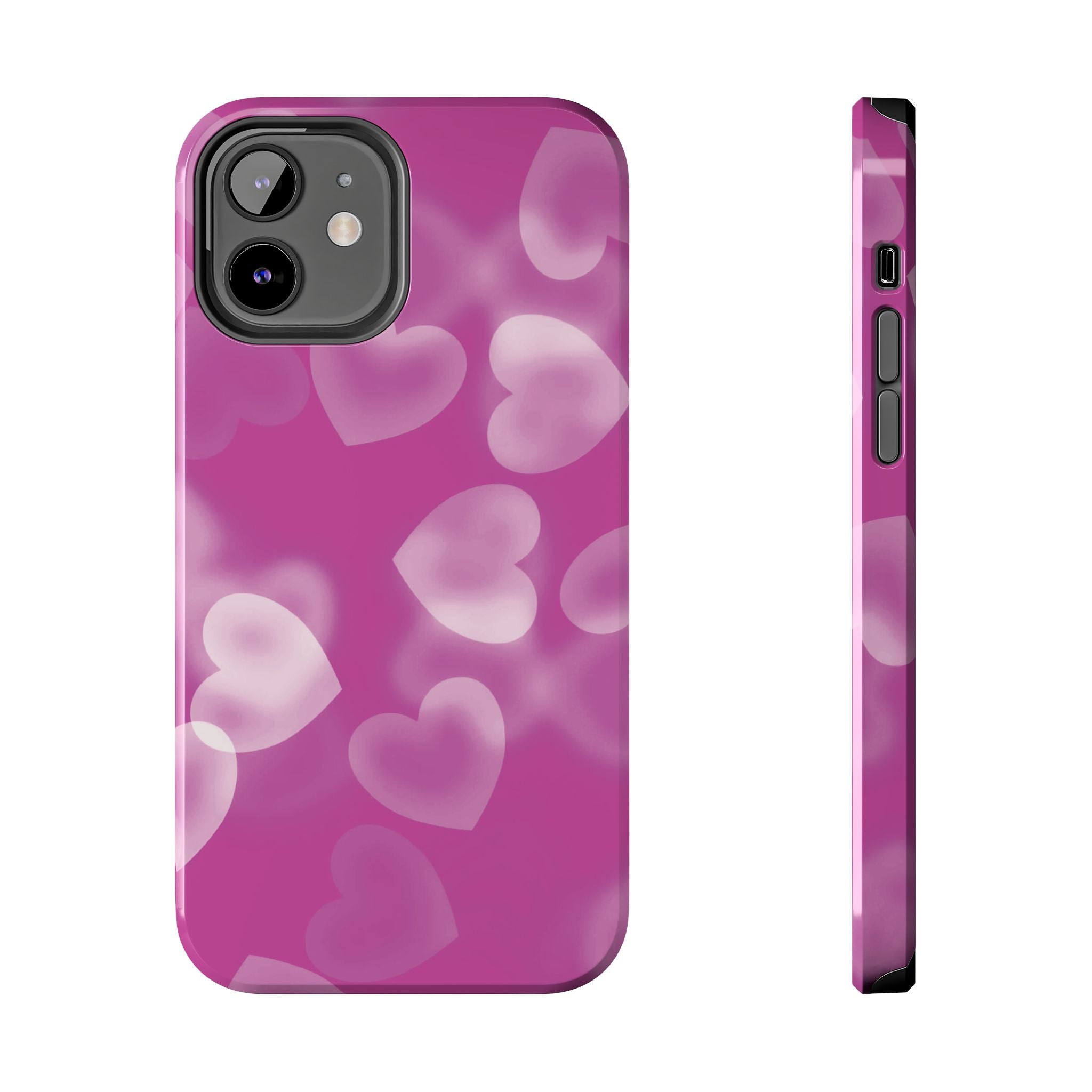 Coque iPhone rose avec coeurs en aérographe