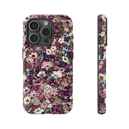 Funda para iPhone con diseño floral morado y ciruela azucarada