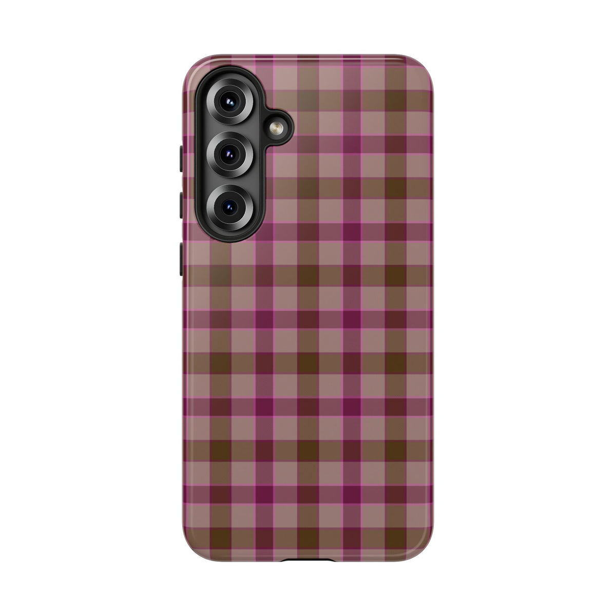 Mulberry Spice | Pink & Burgundy Plaid Galaxy Case