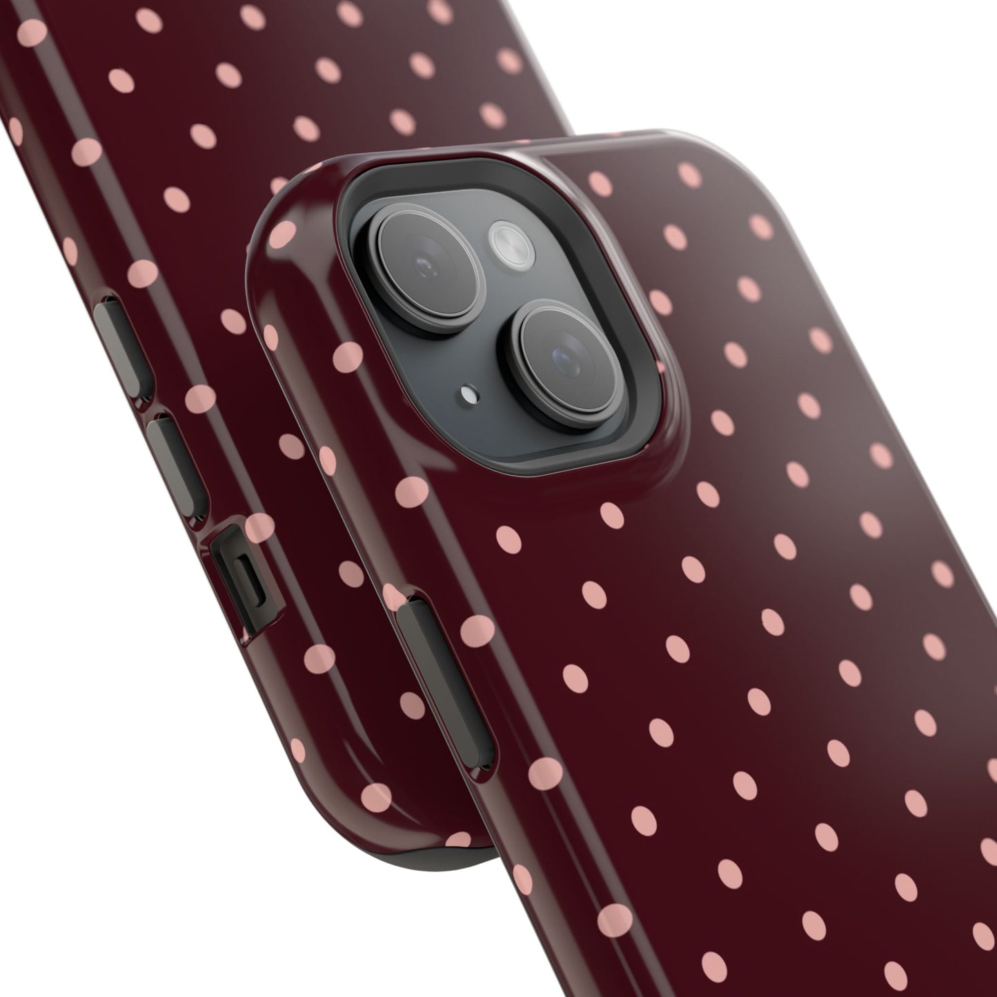 Pretty Please | Burgundy Polka Dot iPhone Case