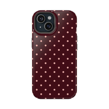 Pretty Please | Burgundy Polka Dot iPhone Case