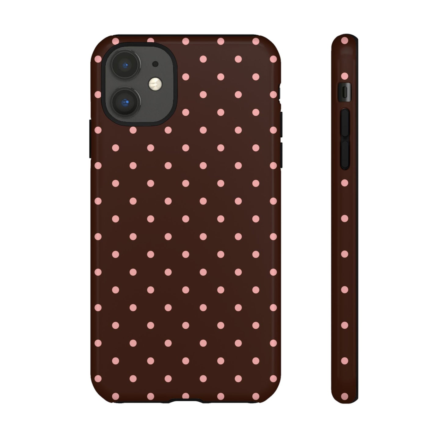 Bonita en rosa | Funda para iPhone con lunares marrones