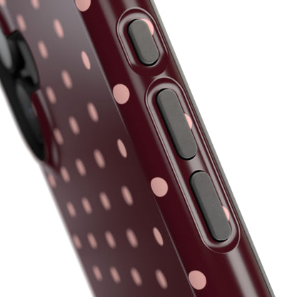 Pretty Please | Burgundy Polka Dot iPhone Case