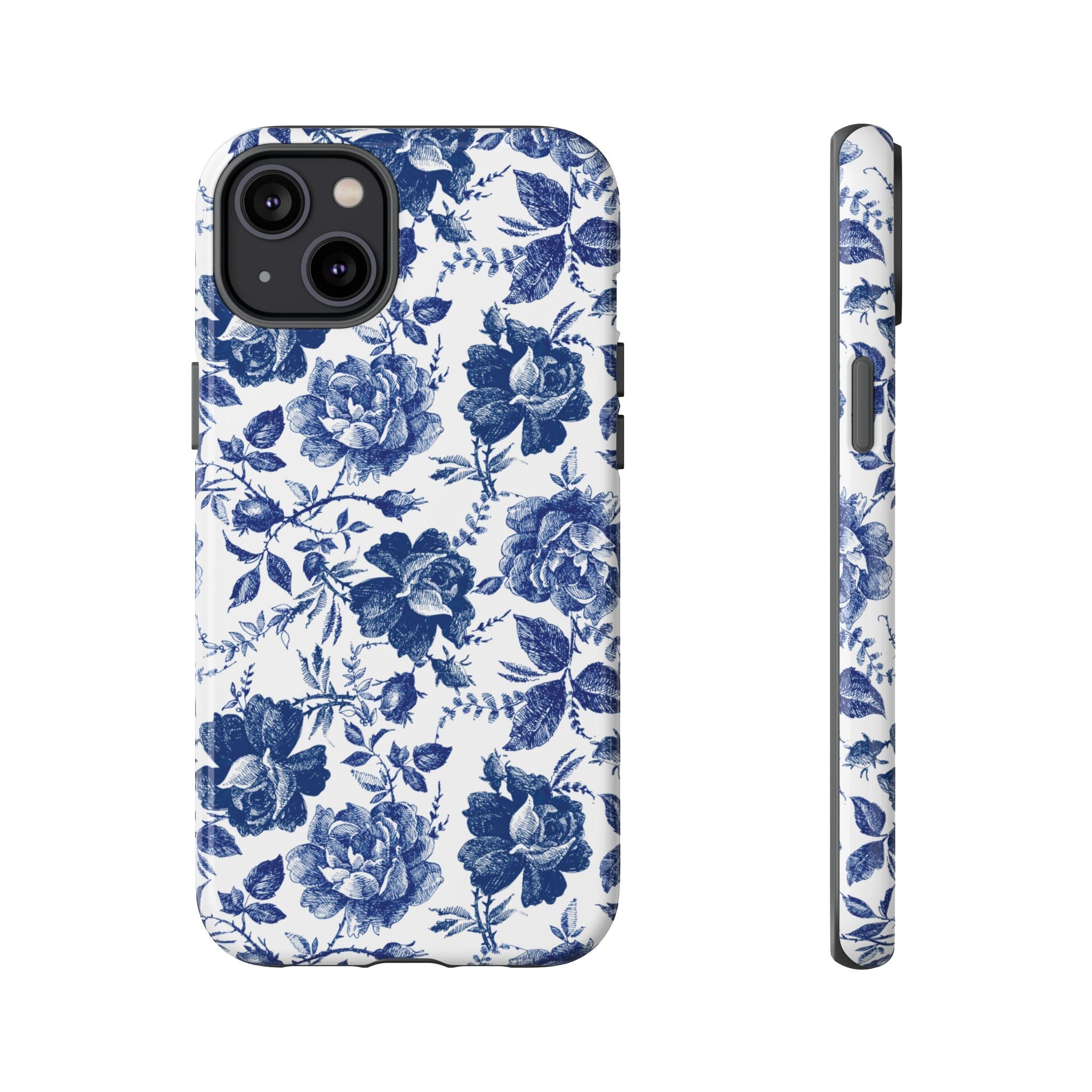 Coque iPhone Indigo Rose | Motif floral rétro