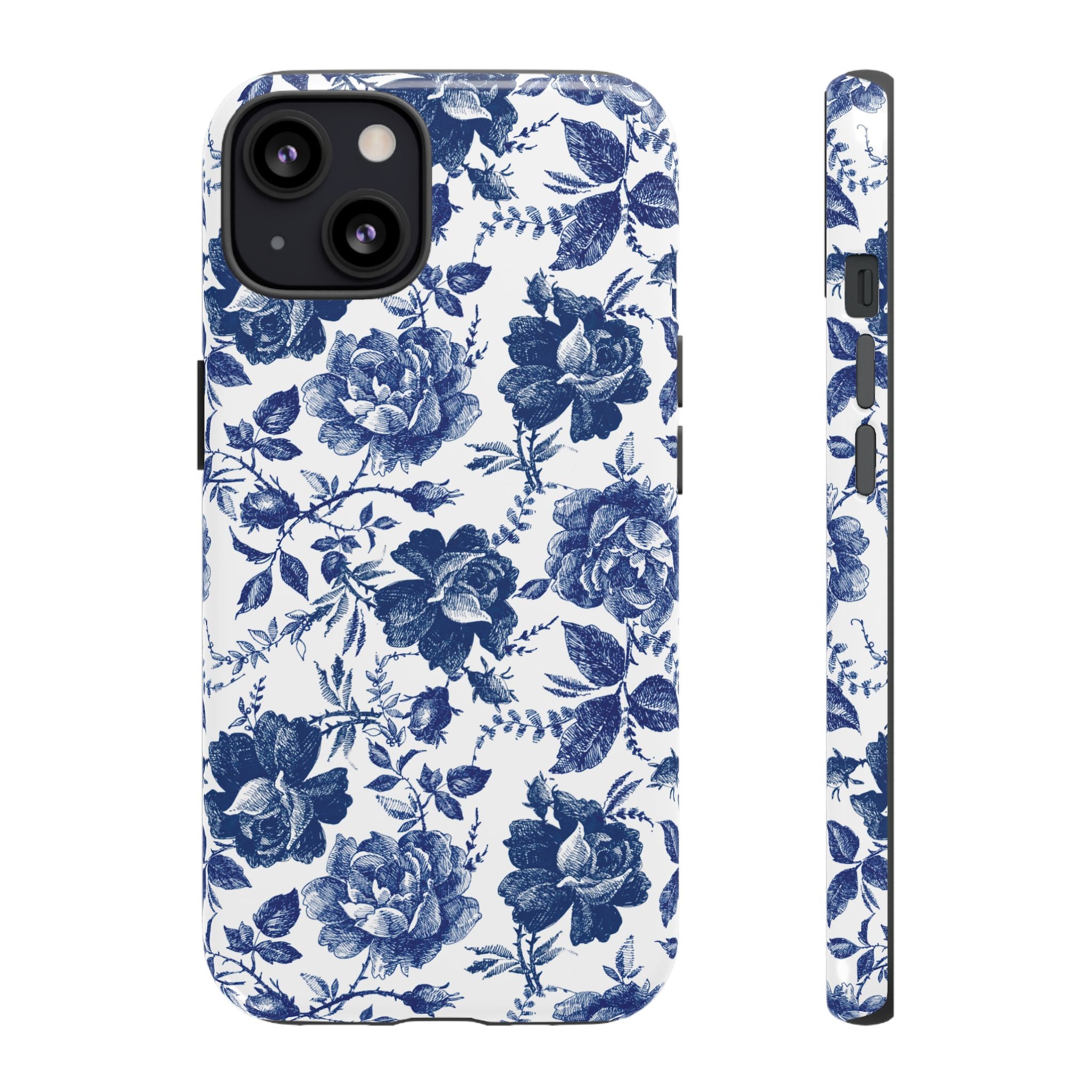 Coque iPhone Indigo Rose | Motif floral rétro