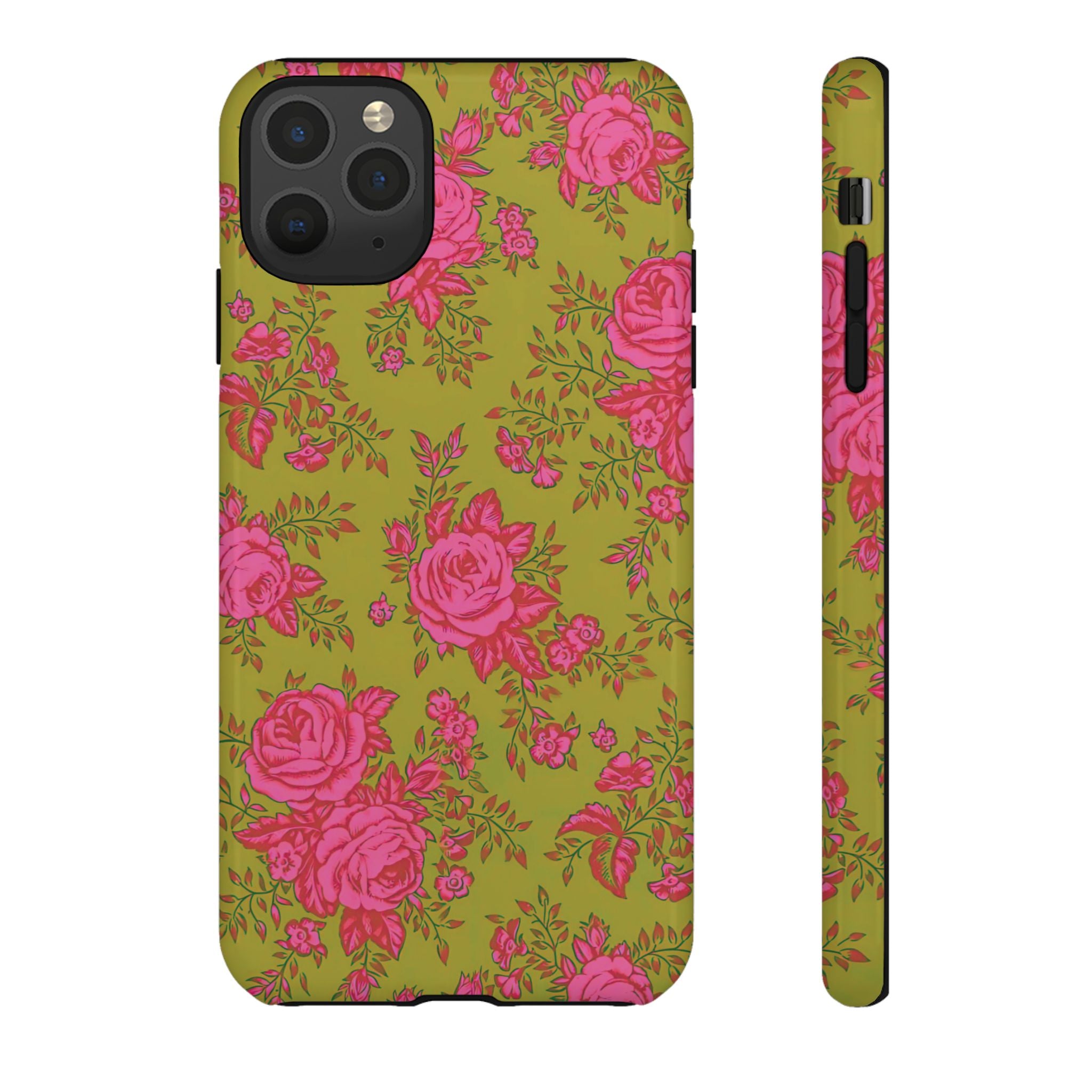 Coque iPhone à motif floral vert d'envie | Rose