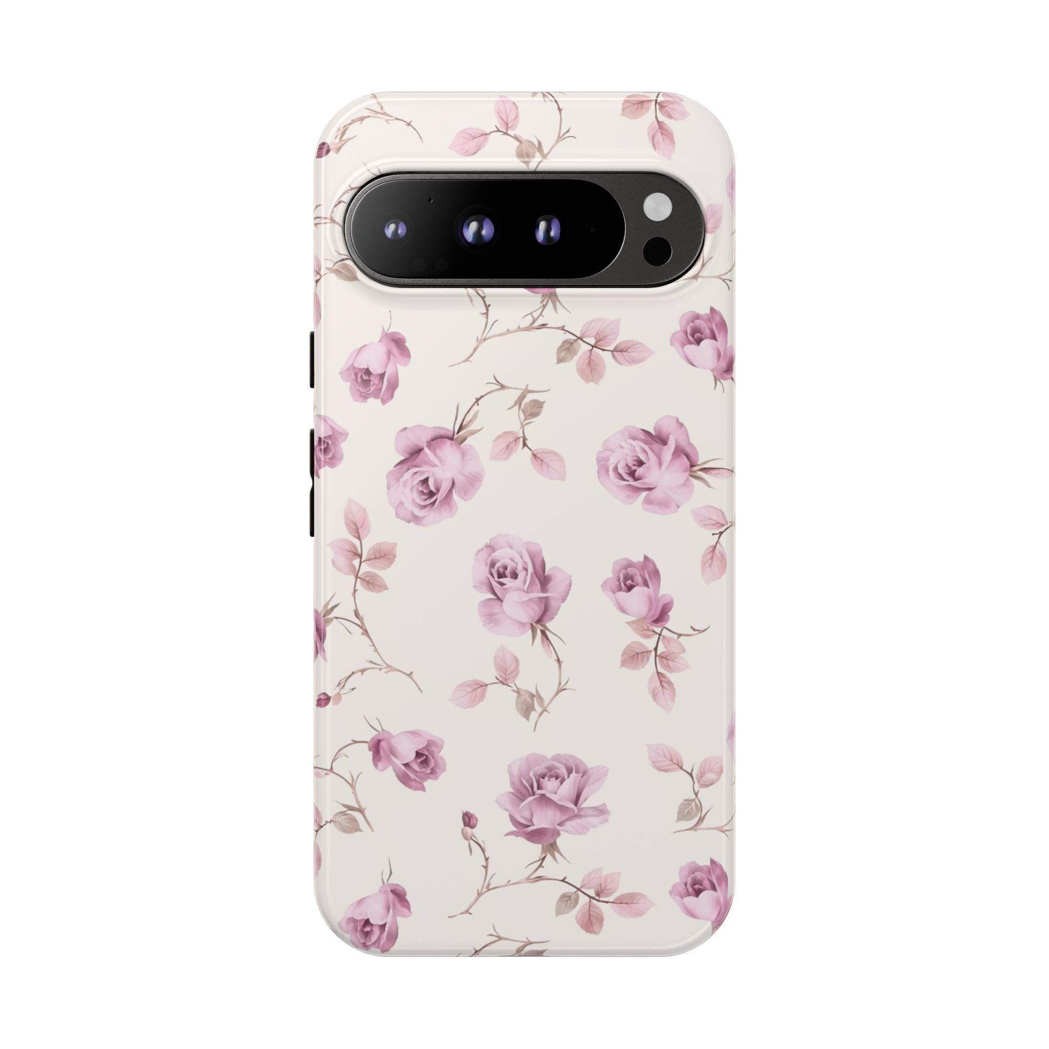 Estuche floral con diseño de rosas vintage y píxeles de Coquette