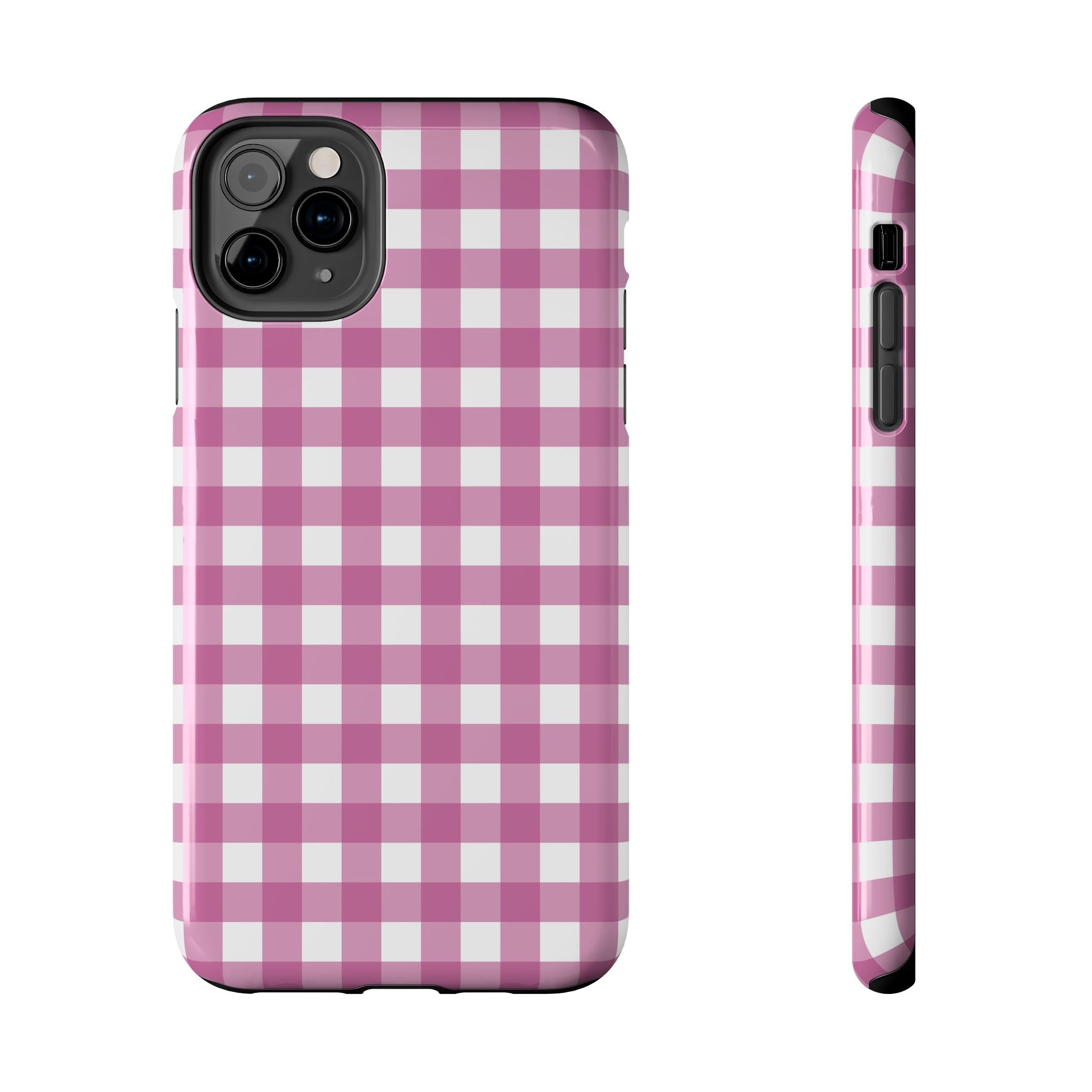 Pink Plaid Gingham Check iPhone Case