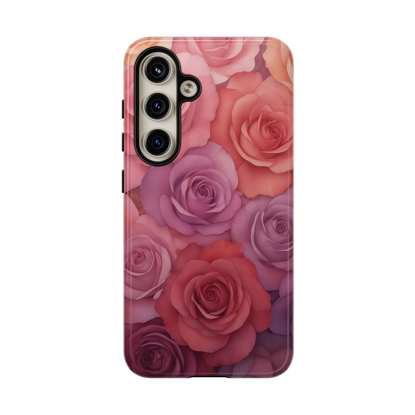 Coque Galaxy à motifs floraux | Roses dégradées