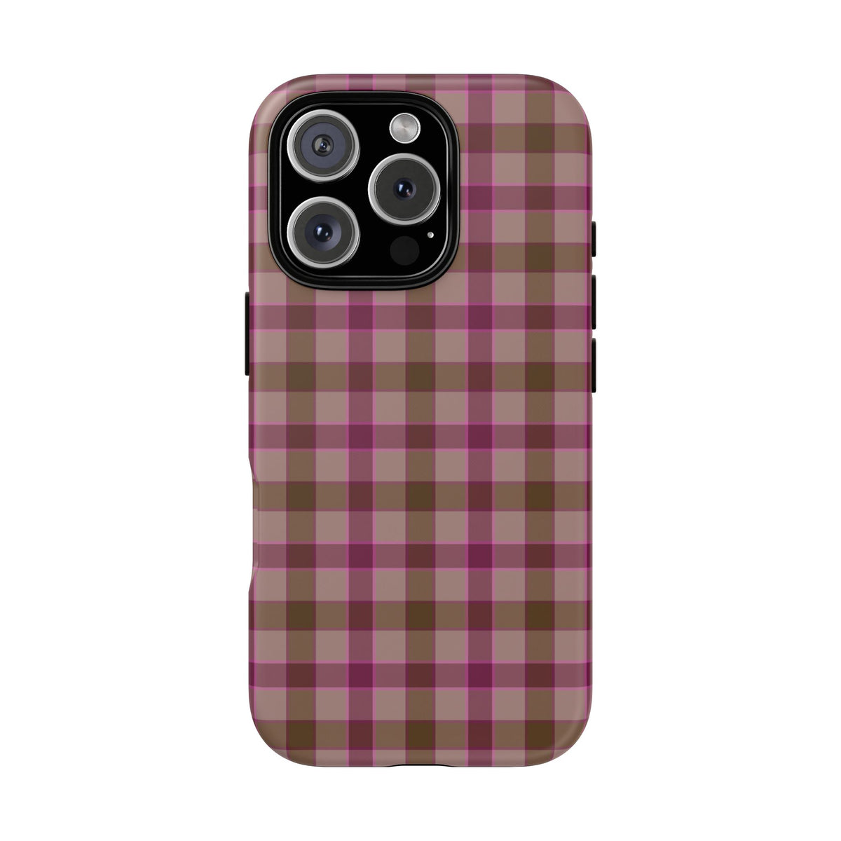 Mulberry Plaid | Pink & Brown Plaid iPhone Case