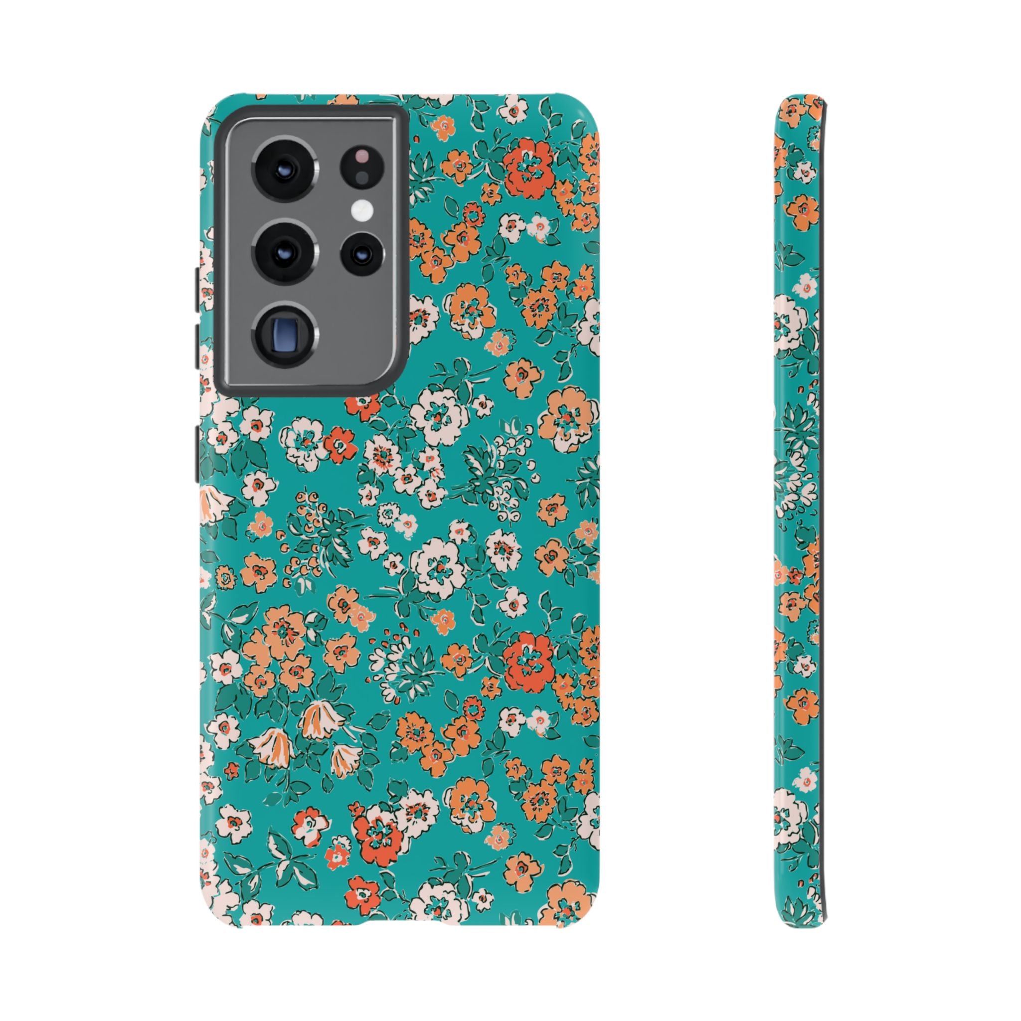 Teal Garden Floral Galaxy Case