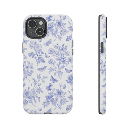 Wild Roses | Blue Floral Butterfly Toile Case