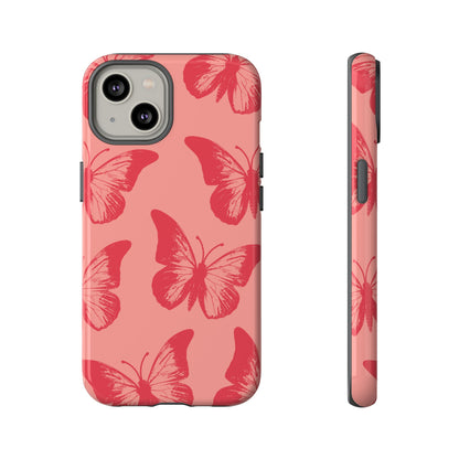 Funda para iPhone con diseño de mariposa social y mariposa color melocotón