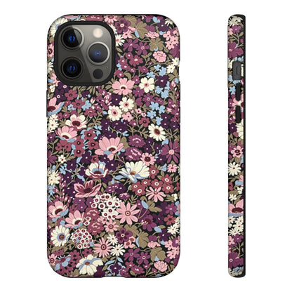 Funda para iPhone con diseño floral morado y ciruela azucarada