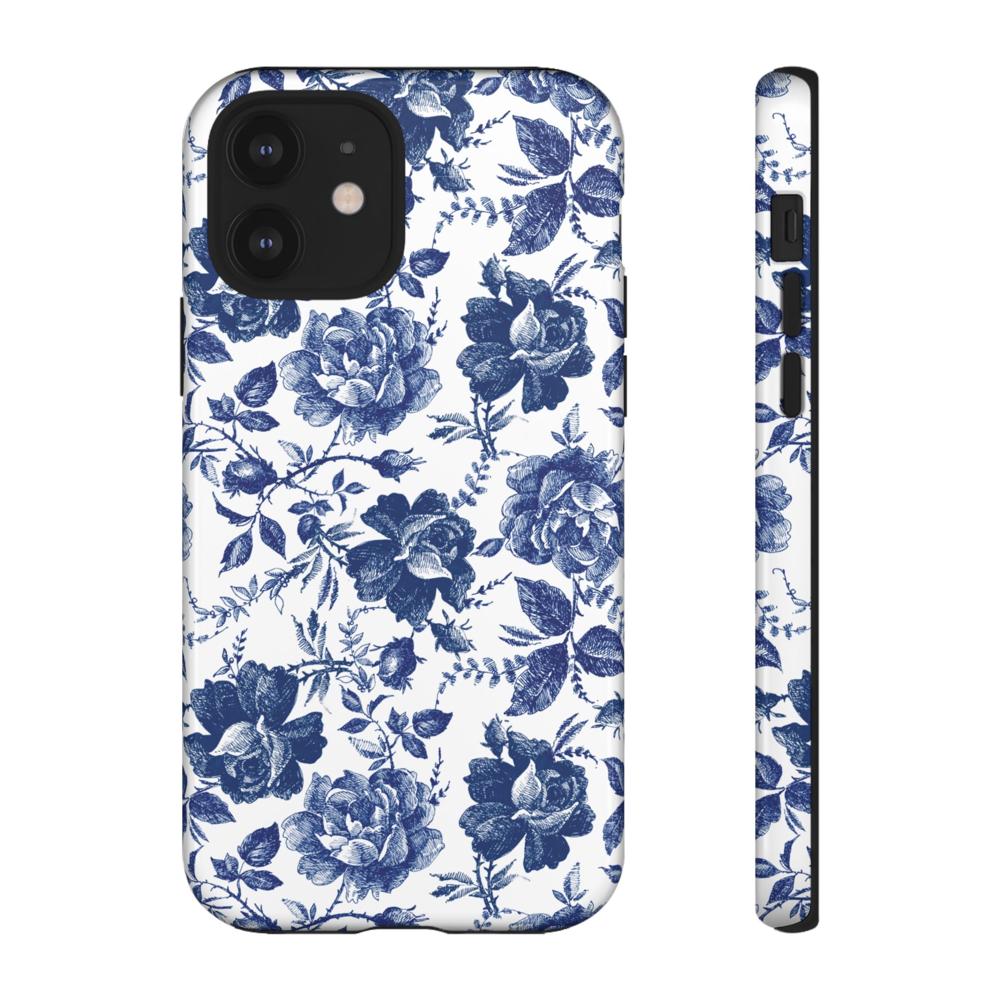 Coque iPhone Indigo Rose | Motif floral rétro