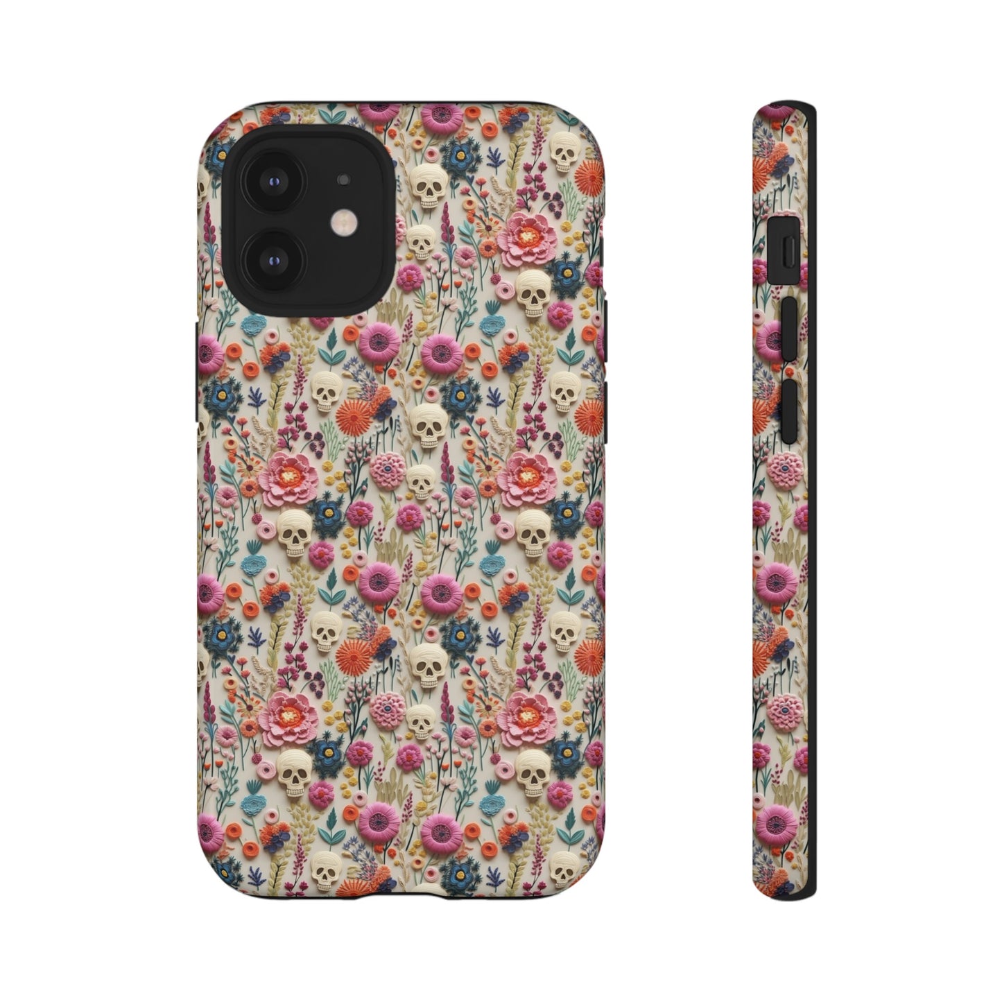 Skulls & Flowers | Embroidery Effect Case