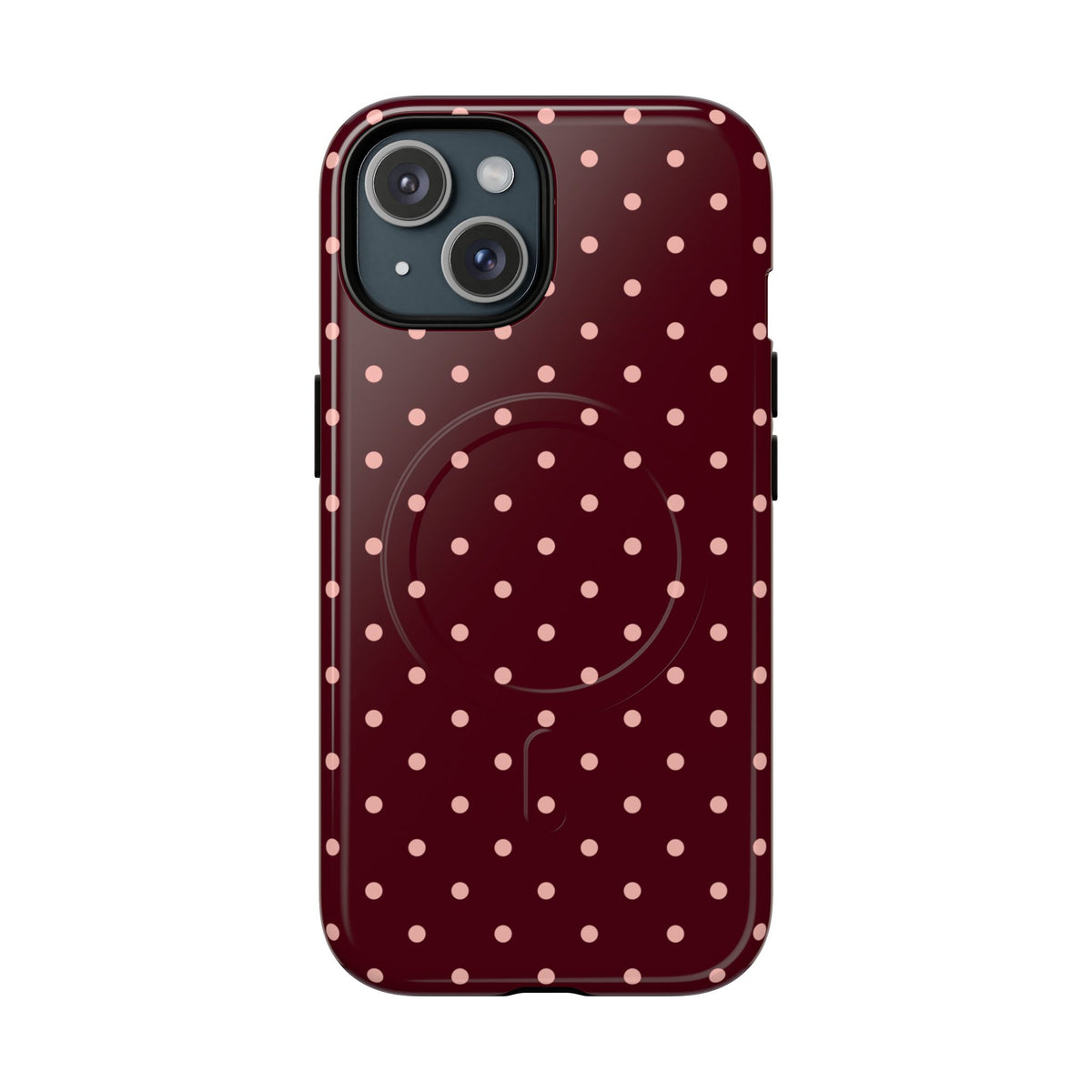Pretty Please | Burgundy Polka Dot MagSafe Case