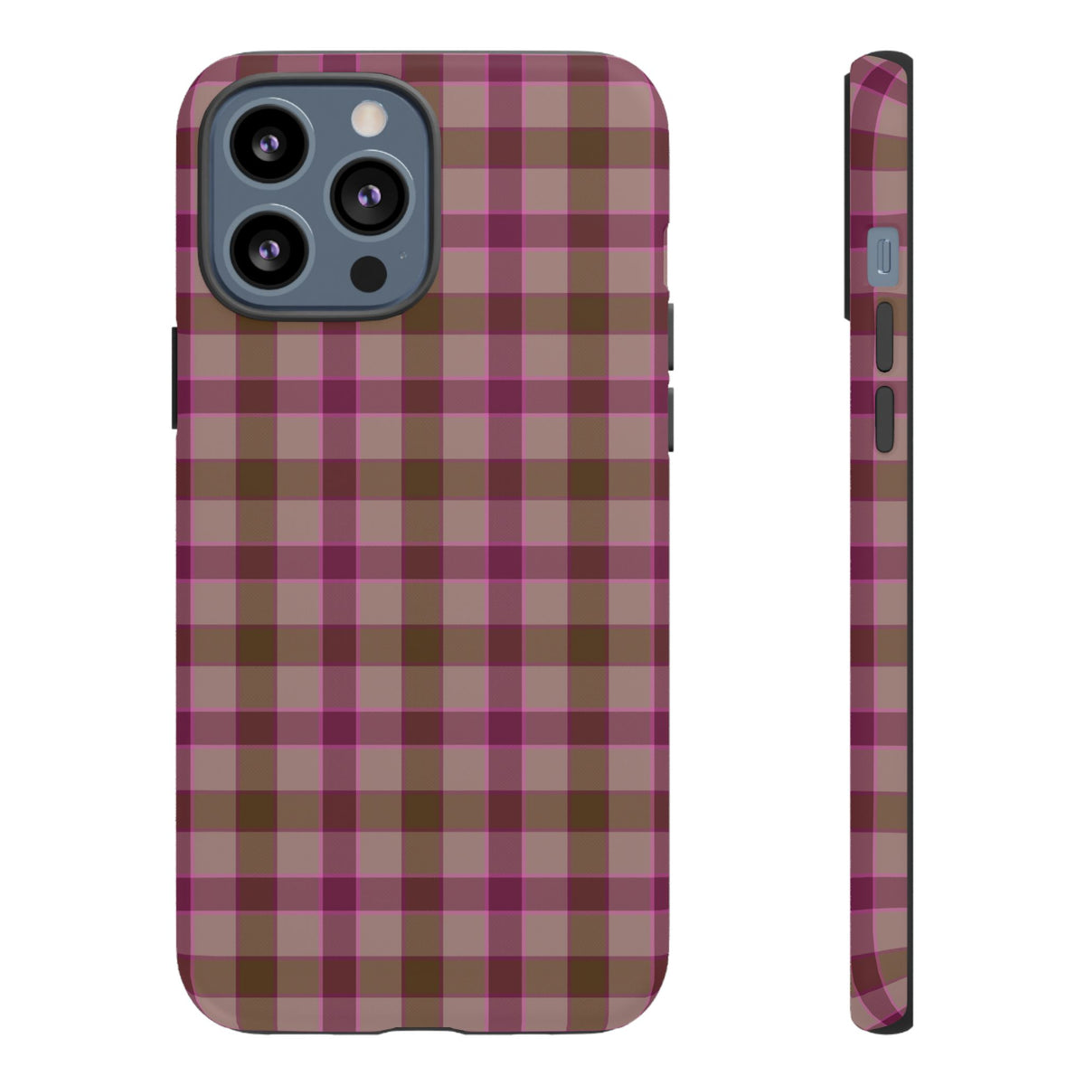 Mulberry Plaid | Pink & Brown Plaid iPhone Case