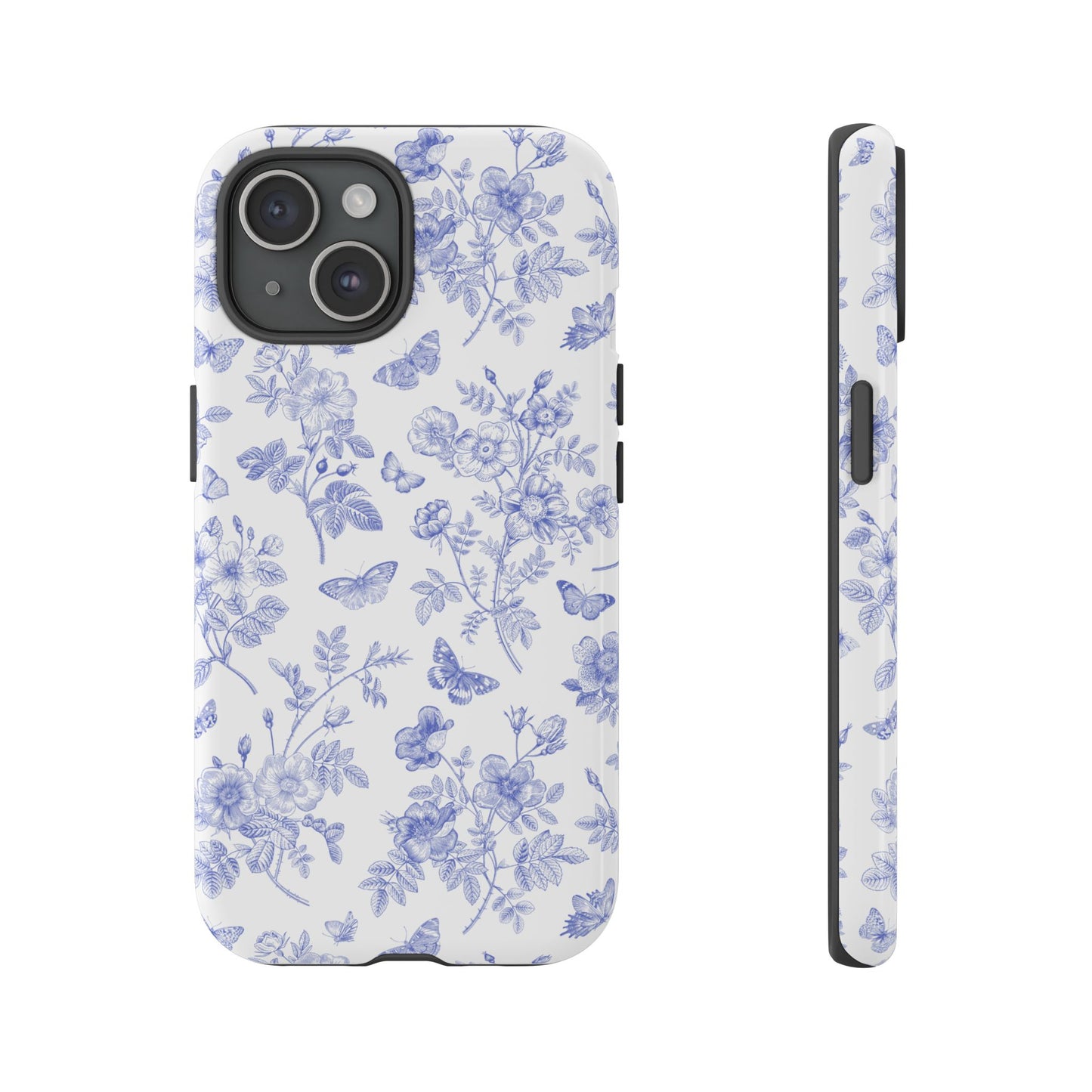 Wild Roses | Blue Floral Butterfly Toile Case