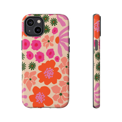 Funda para iPhone con diseño floral y flores en plena floración