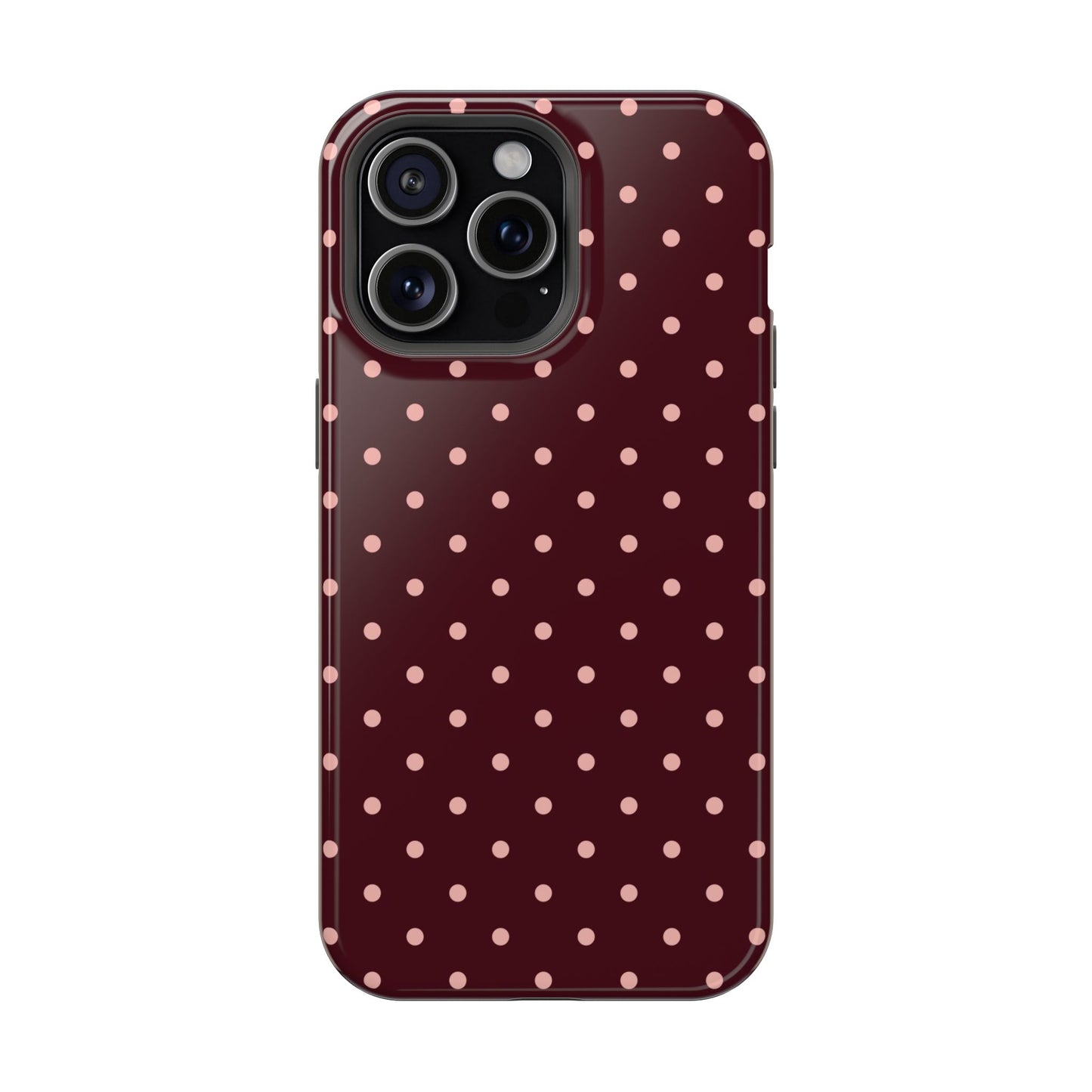 Pretty Please | Burgundy Polka Dot iPhone Case