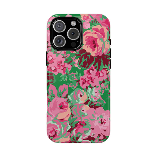 Todo es color de rosa | Funda para iPhone con diseño floral verde