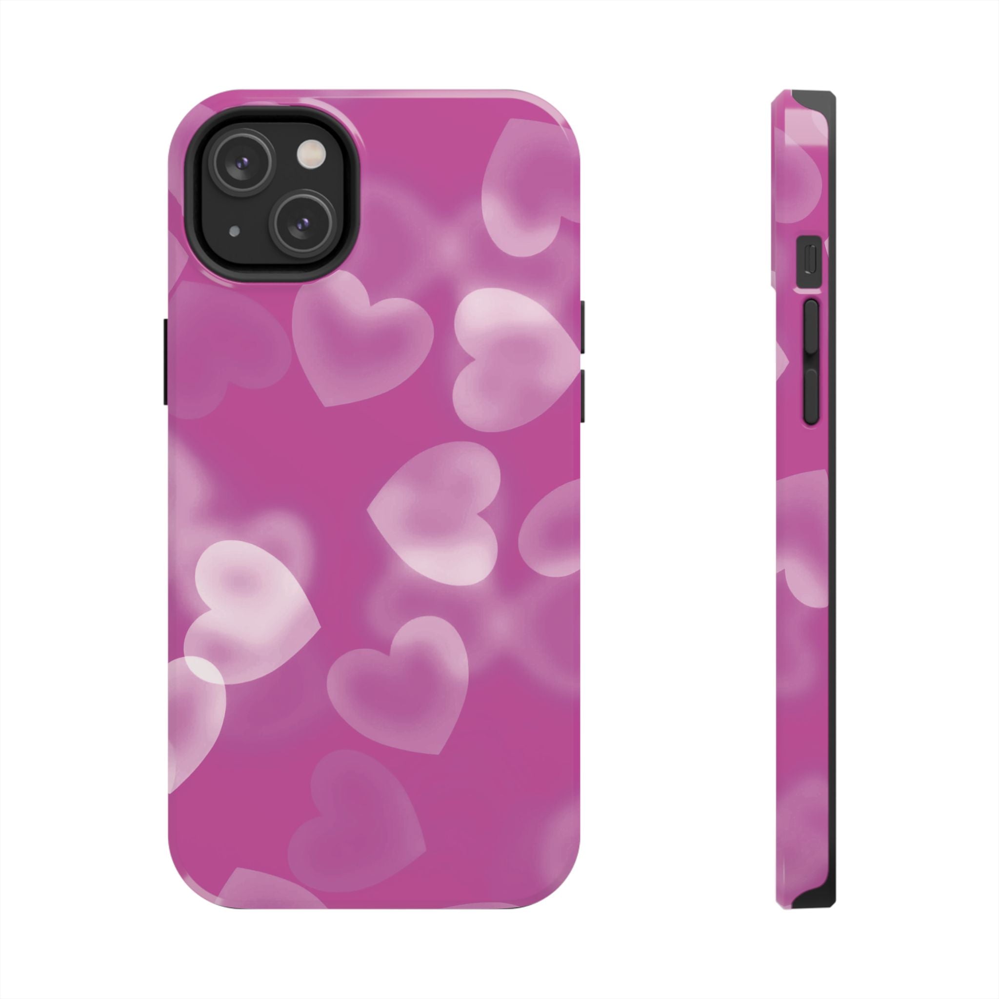 Coque iPhone rose avec coeurs en aérographe