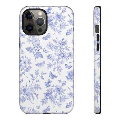 Wild Roses | Blue Floral Butterfly Toile Case