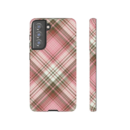 Funda elegante y preppy con diseño de cuadros rosas para Galaxy