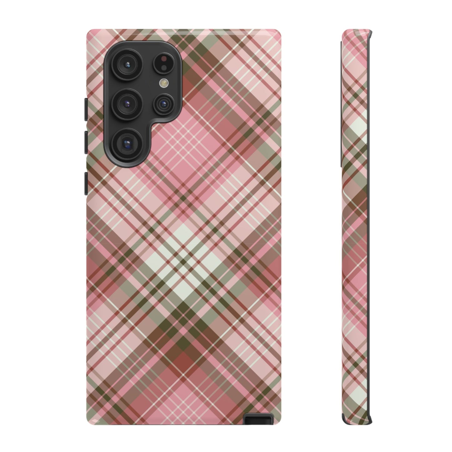 Funda elegante y preppy con diseño de cuadros rosas para Galaxy