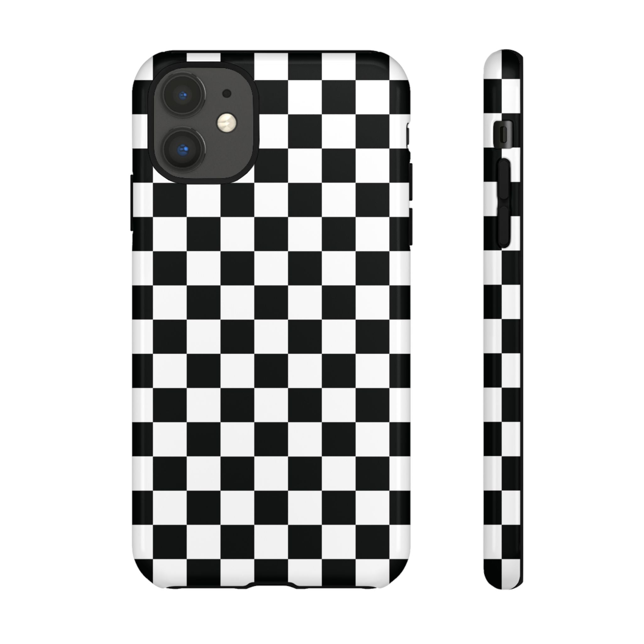 Coque iPhone à damier noir et blanc Skater Girl |