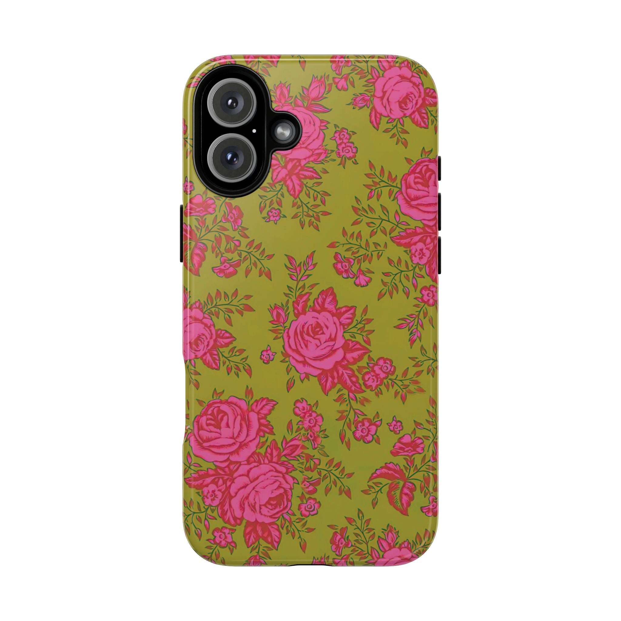 Coque iPhone à motif floral vert d'envie | Rose