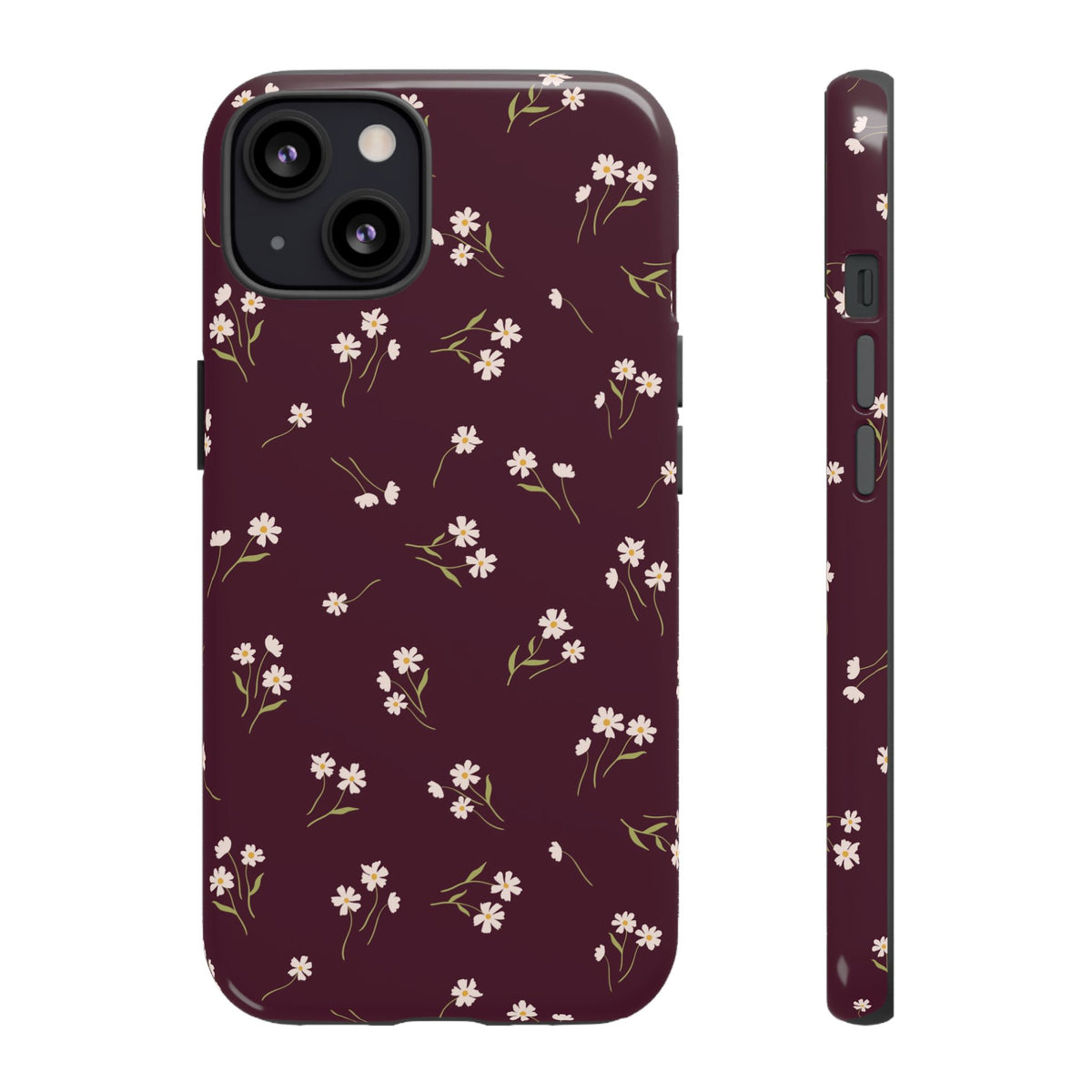 Dainty Daisy | Burgundy Floral iPhone Case
