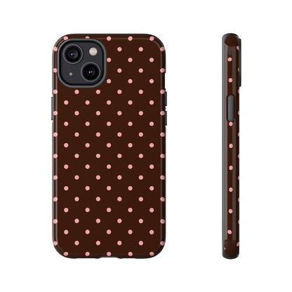 Jolie en rose | Coque iPhone à pois marron