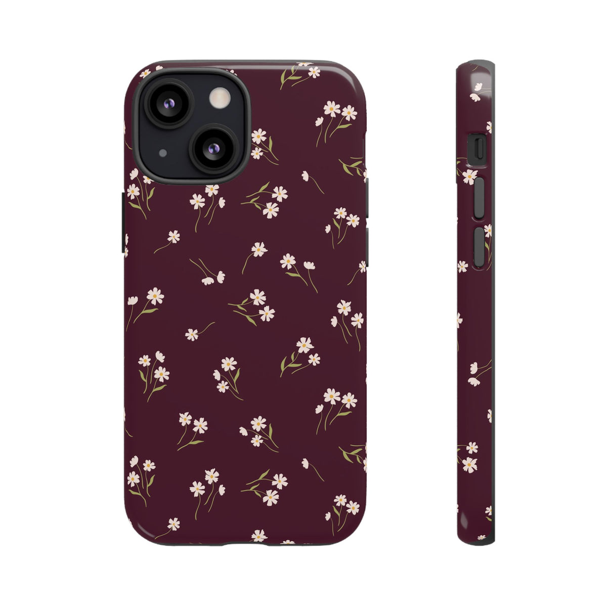 Dainty Daisy | Burgundy Floral iPhone Case