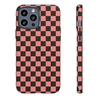 Checked Out | Pink & Brown Checkerboard Case