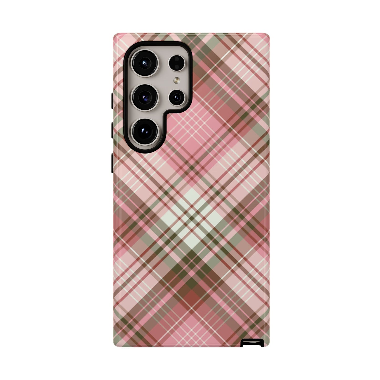 Funda elegante y preppy con diseño de cuadros rosas para Galaxy