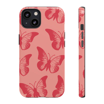 Funda para iPhone con diseño de mariposa social y mariposa color melocotón