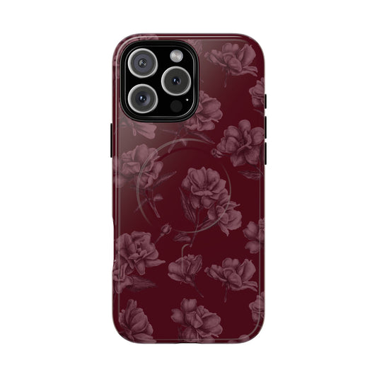 Funda MagSafe con estampado floral burdeos de Femme Fatale